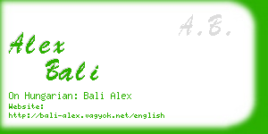 alex bali business card